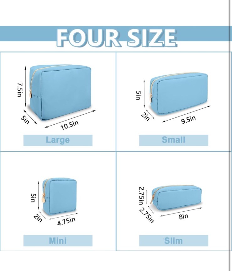 Waterproof Nylon Cosmetic Bag Makeup Pouch Toiletry Organizer - Blue