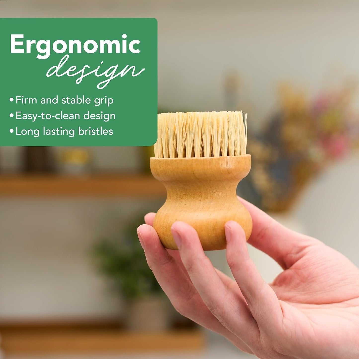 Wooden Surface Brush with Maple Wood Handle for Cutting Boards & Kitchen Surfaces