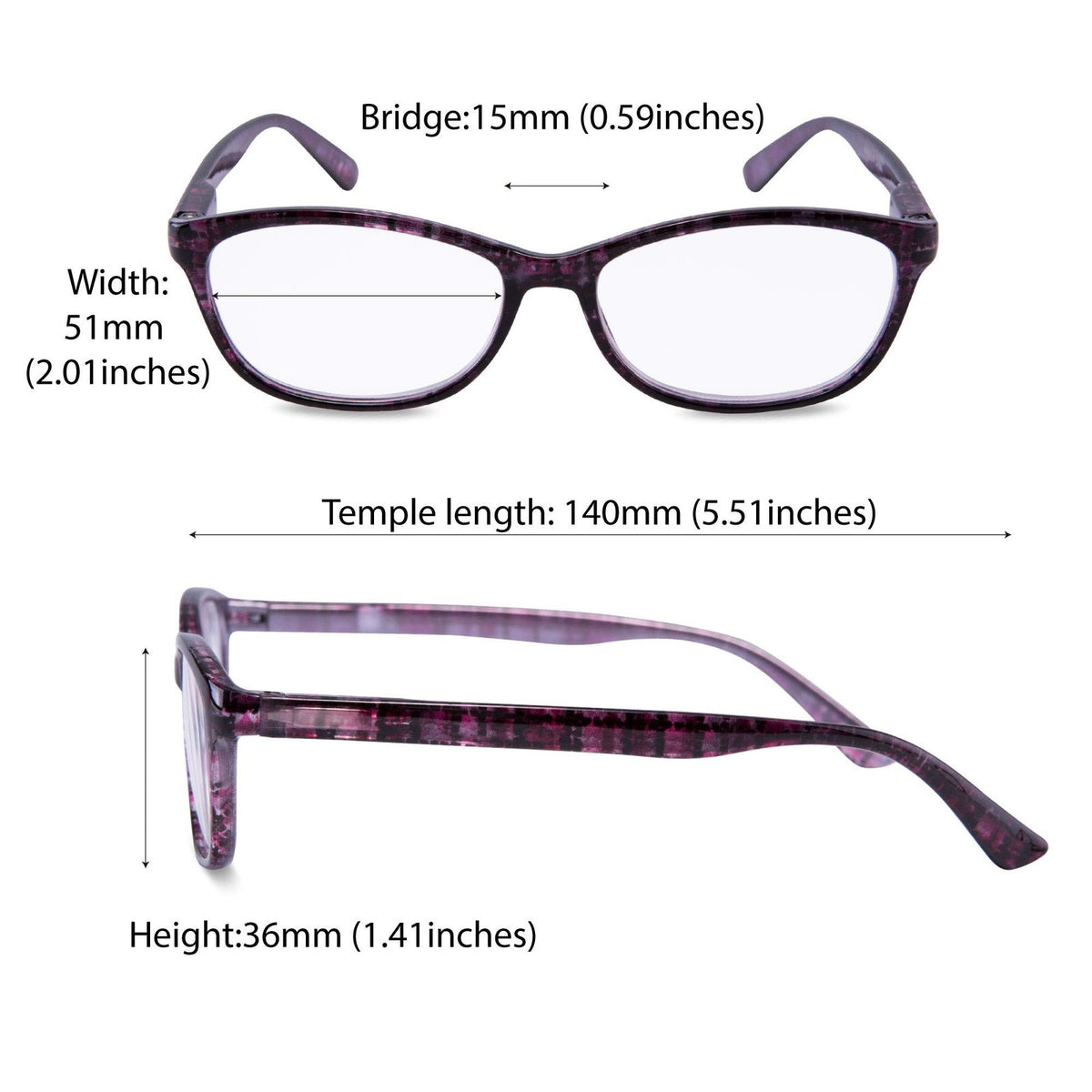 High Power Reading Glasses 2 Pairs Women’s Square Full Rim Spring Hinges +6.00 Diopters