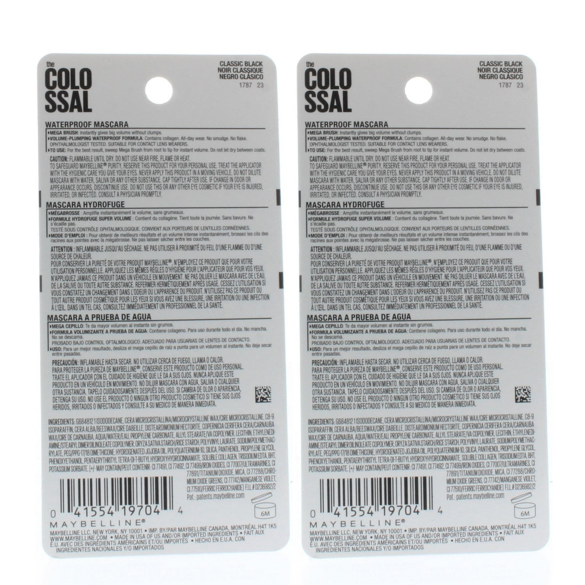 Maybelline Volum'Express Colossal Waterproof Mascara 8ml - 2 Pack