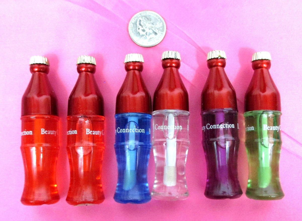 Fruit Flavor Lip Gloss Set - Cola Bottle Shape, Assorted Flavors, 3.5" Long