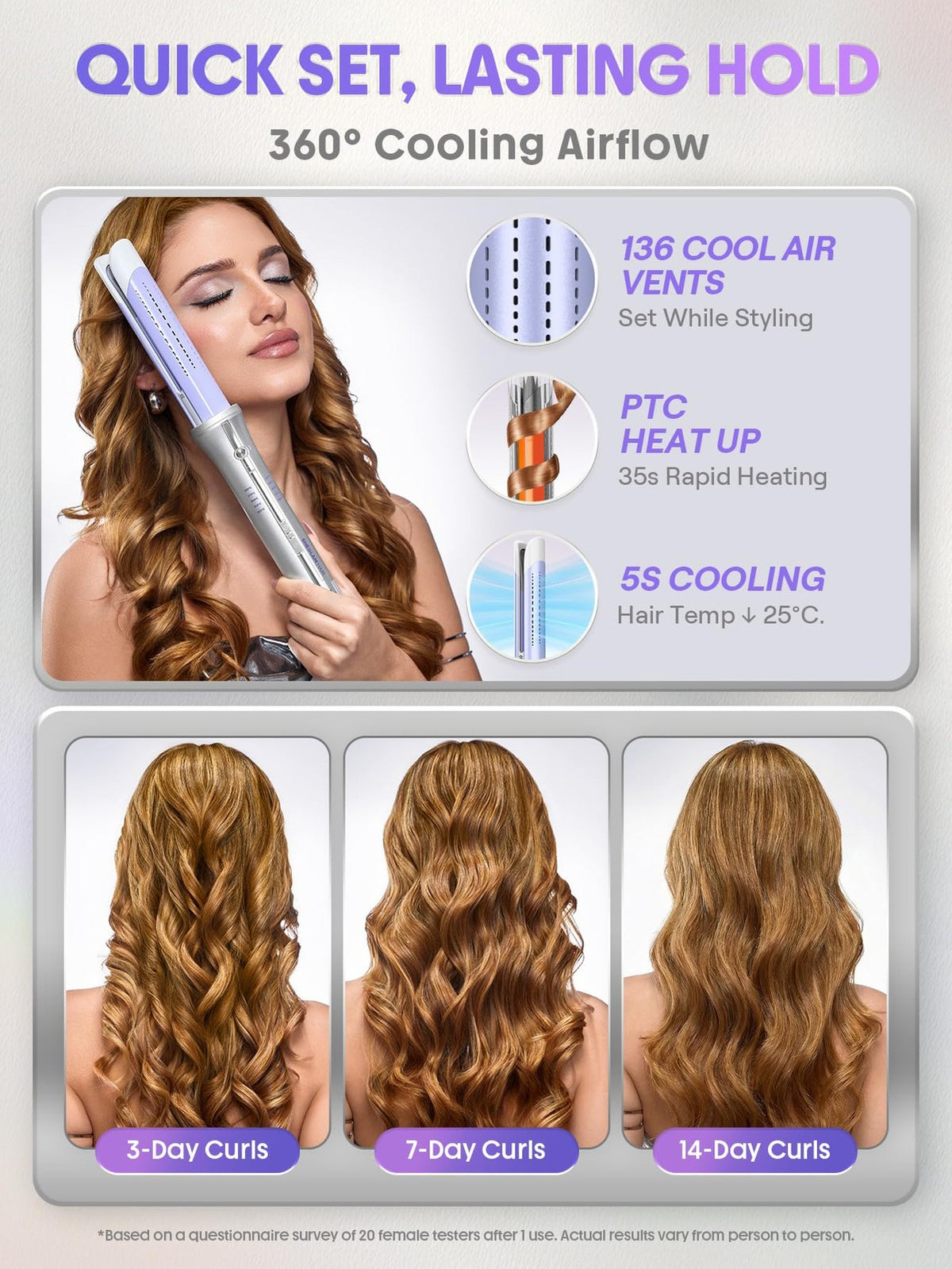 Air Curling Iron with Cool Air Technology - 1 Inch Automatic Rotating Styler