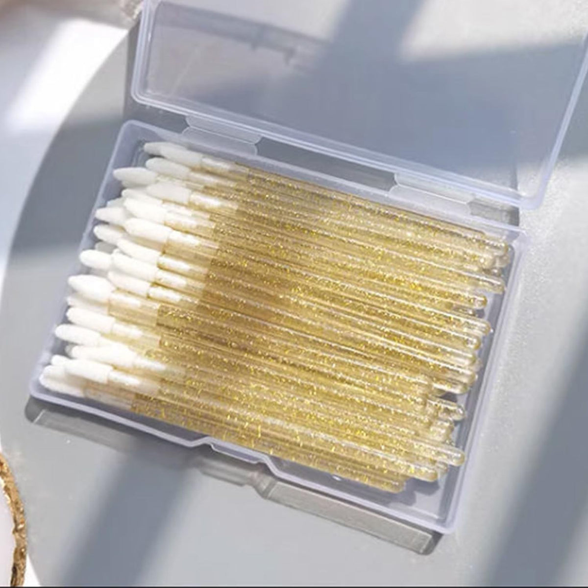 Disposable Lip Brush Set - 50 Premium Gold Lip Gloss Applicators