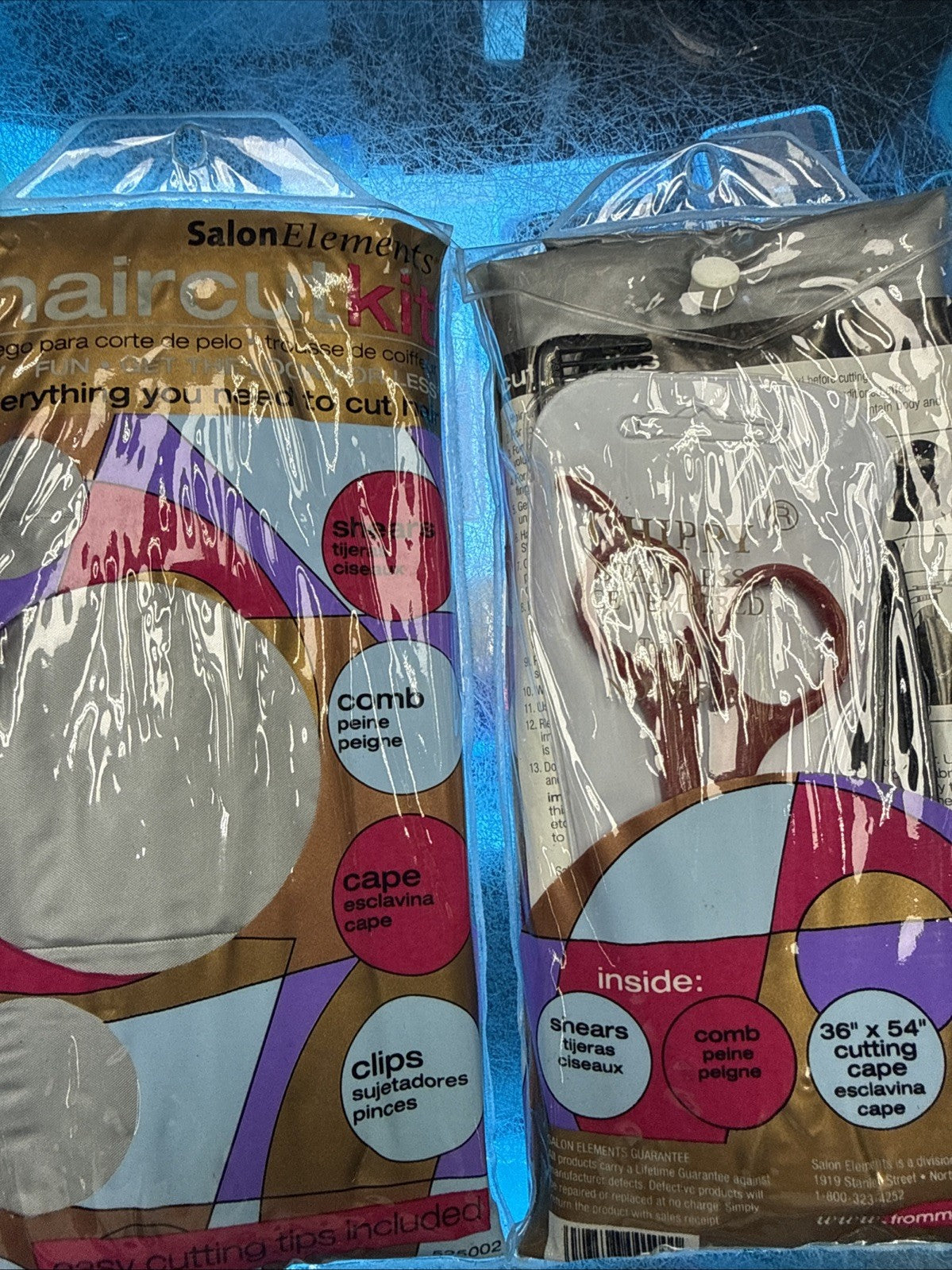 2 Pk Salon Elements Hair Cutting Kit, Barber Shop Supply Cape, Comb,