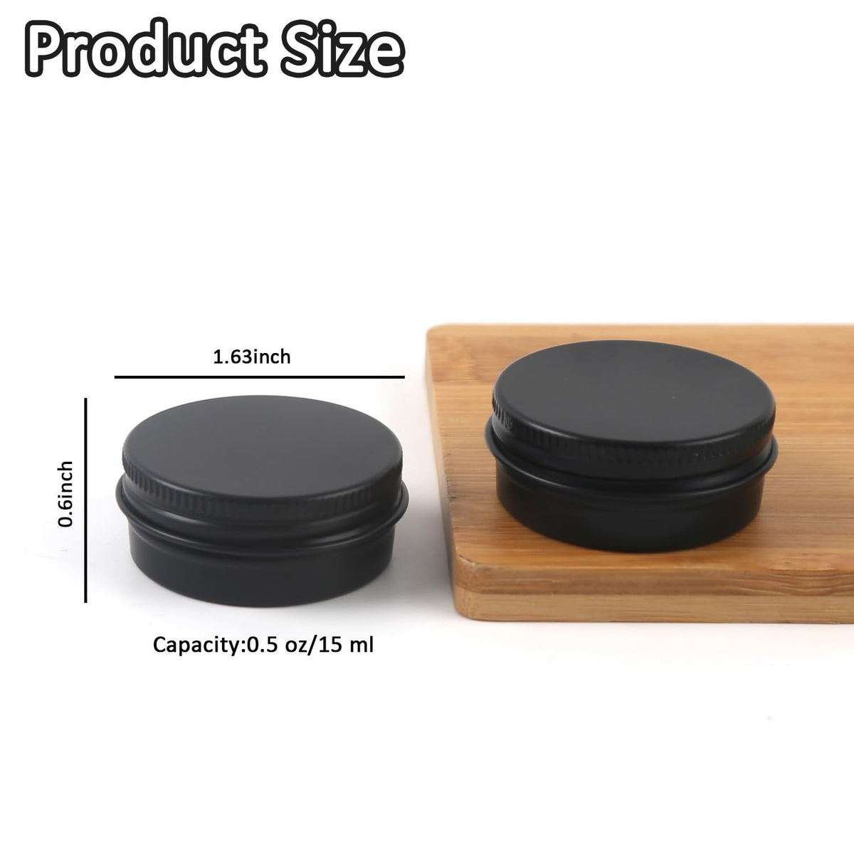 30 Pack 0.5 oz Aluminum Lip Balm Containers with Screw Lids - Black