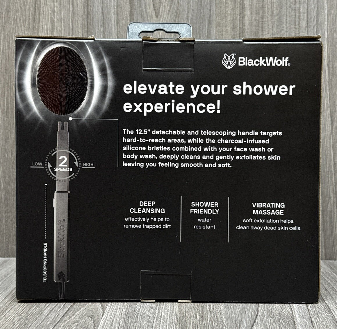 BlackWolf Sonic Vibrating Scrubber - Black Handheld Cleaning Tool