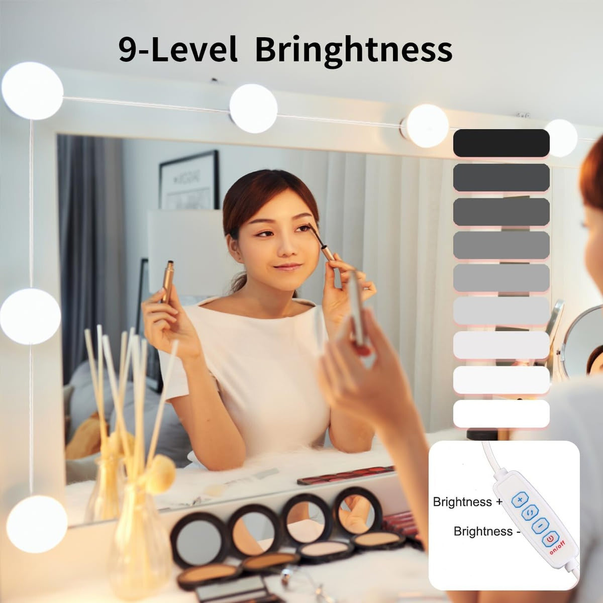 Hollywood Style LED Vanity Lights for Mirror with Dimmable Bulbs