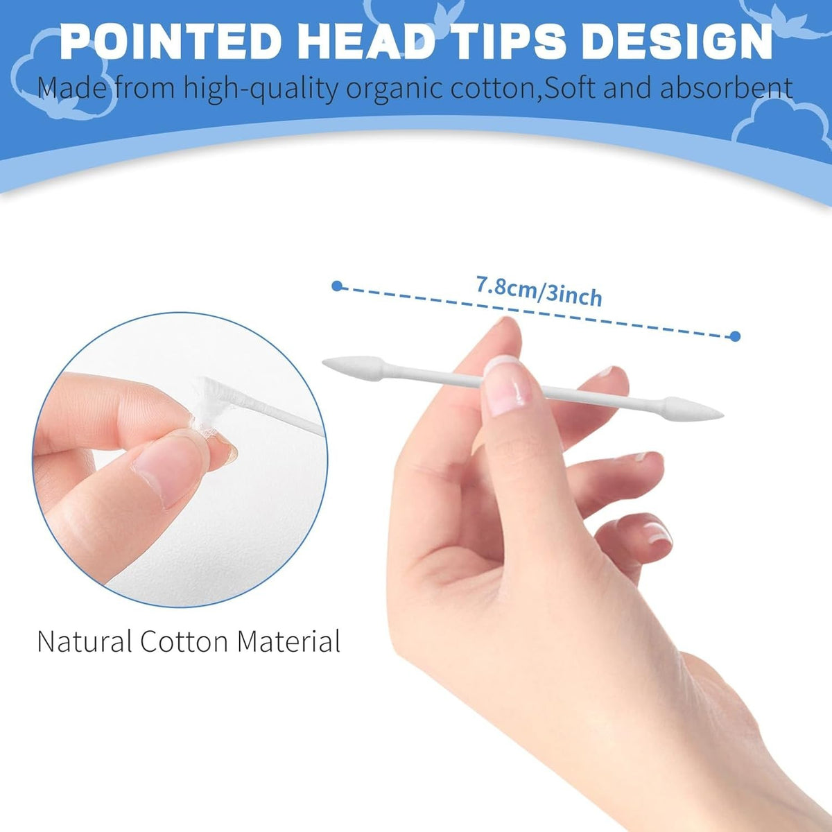 Pointed Cotton Swabs 800pcs – Double Pointed Tips, 4 Packs