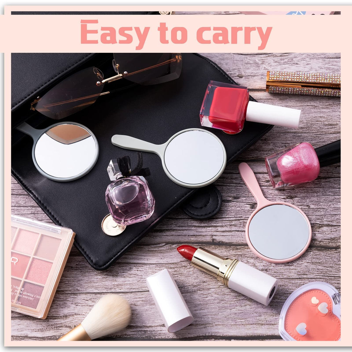 50 Pack Small Handheld Mirrors with Handles - Portable Vanity Makeup Mirrors for Women & Kids