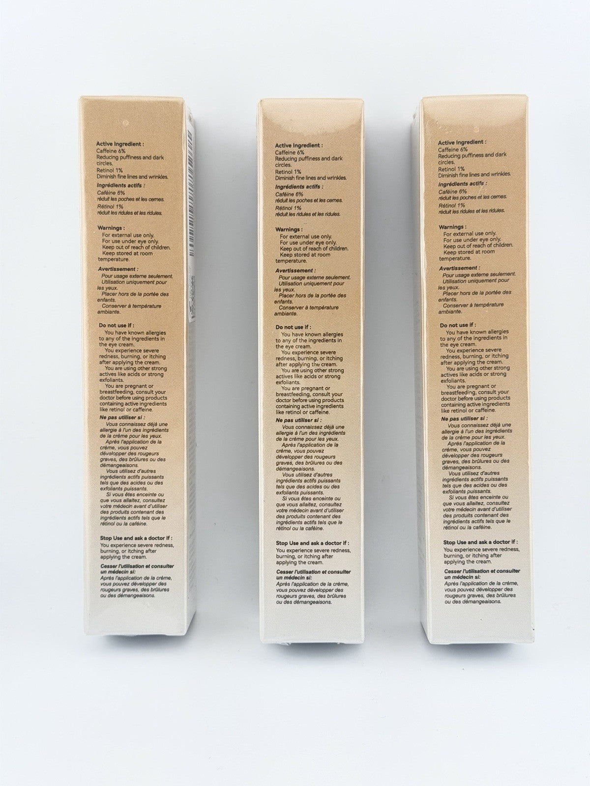 Eye Serum Pack with Caffeine & Retinol + 360 Roller - 3 Pack 0.68oz Each