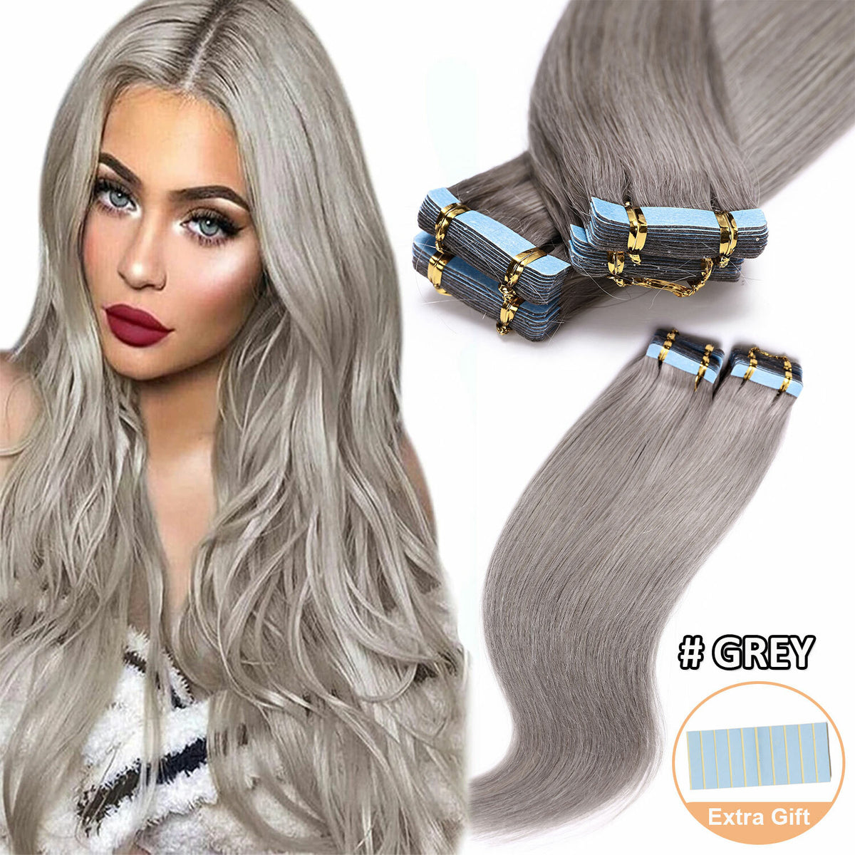 Remy Human Hair Extensions Full Head Tape-In Hair Weft Natural Style & Length