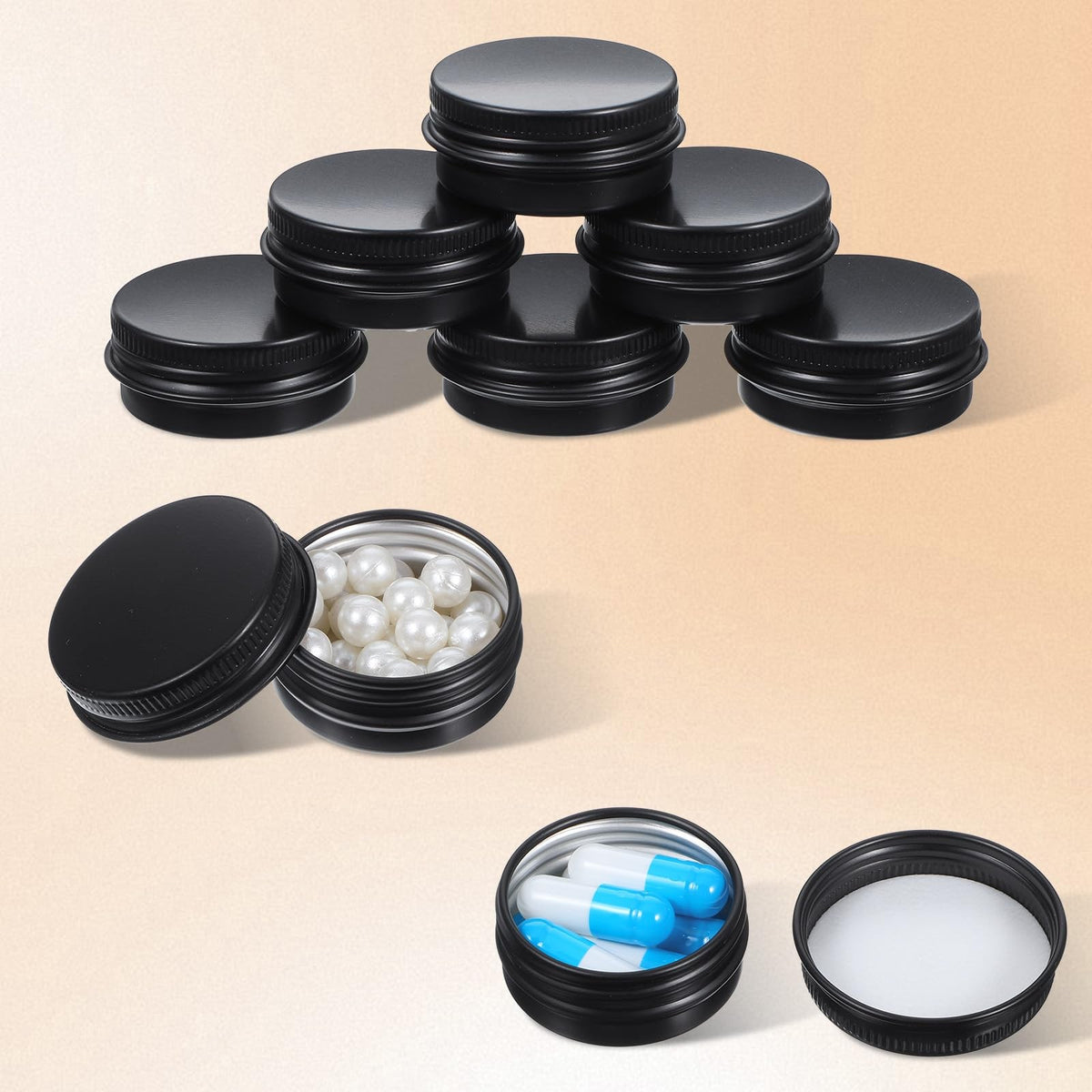 64 Pack 0.5 oz Lip Balm Tin Containers with Lids - Aluminum Round Storage Jars