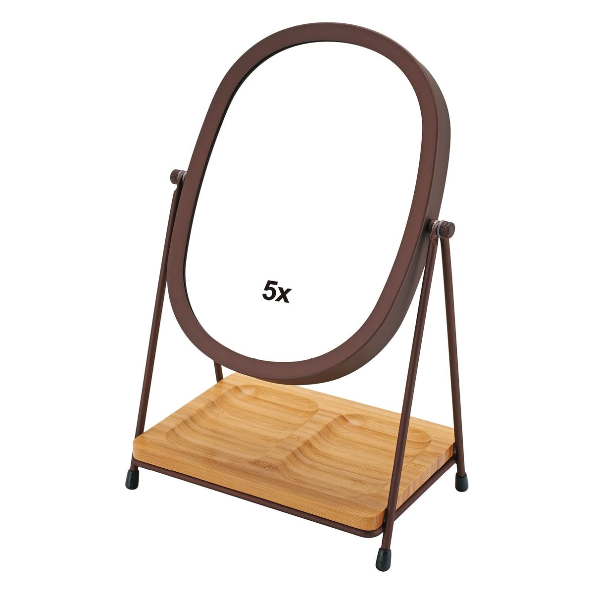 Tabletop 5X/1X Dual-Sided Magnifying Makeup Mirror with 360° Rotation Bronze
