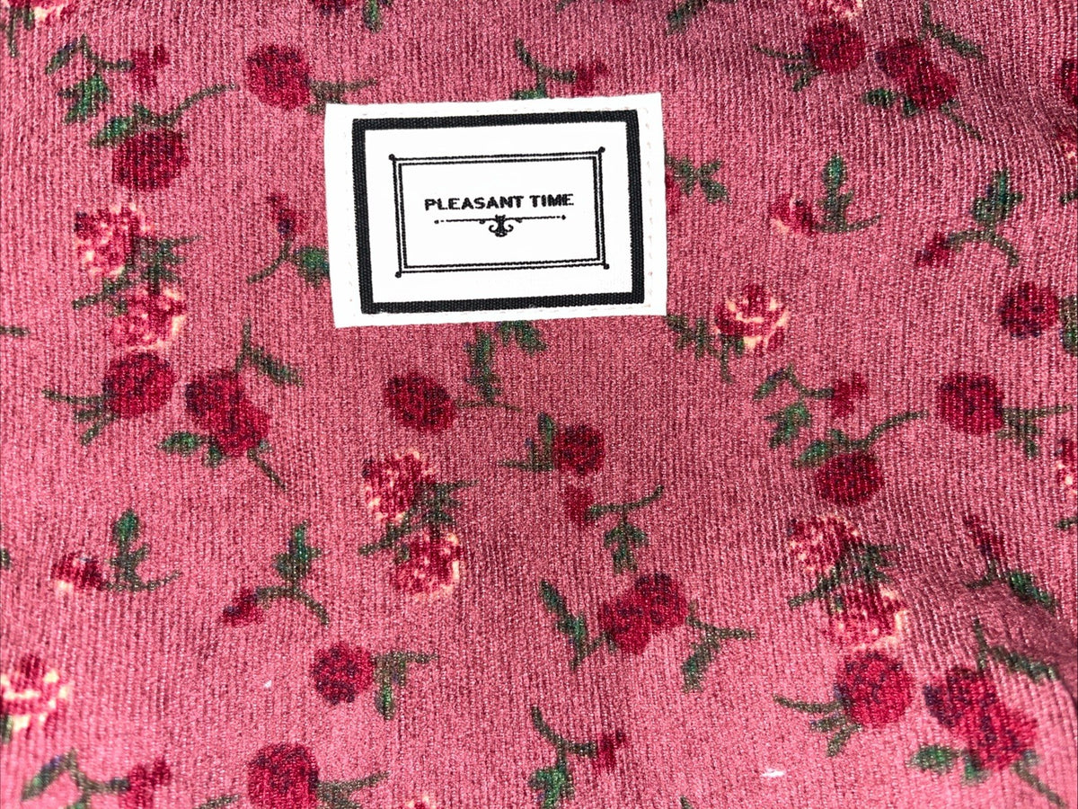 Corduroy Makeup Bag 7x10x2 Inches - Burgundy Rose Pouch with Zip
