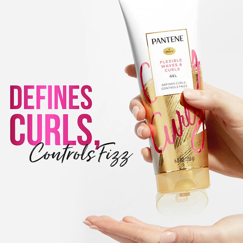 Pantene Flexible Wave Gel for Curly Hair - Touchable, Non-Sticky, 6.8 oz, 6 Pack
