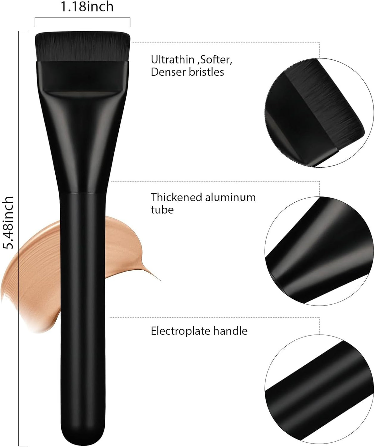 Flat Foundation Brush for Makeup & Facial Masks - 2 Pcs