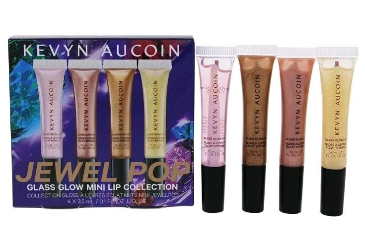Lip Gloss Set - Mini Lip Collection with Glass Glow Finish - 4 Pieces