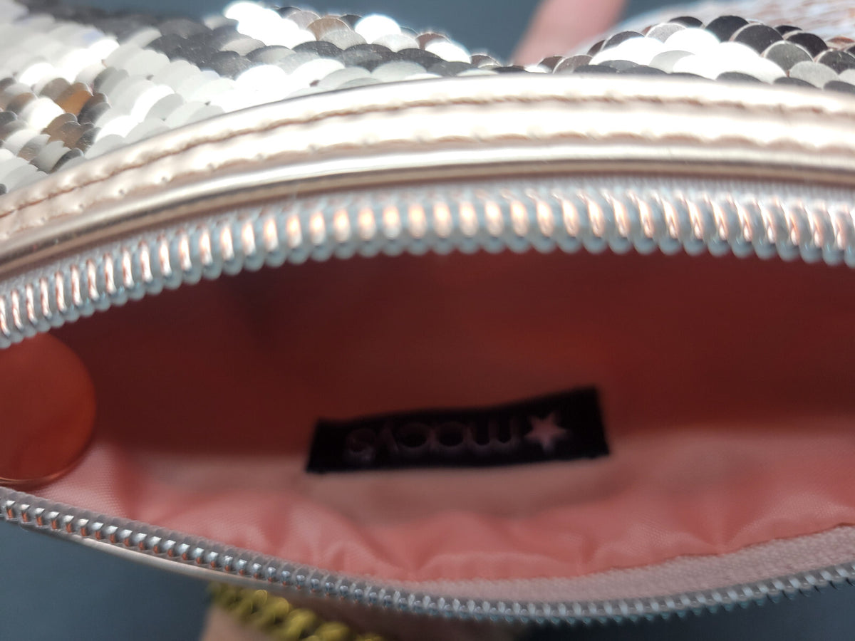3 Pack Reversible Sequin Makeup Pouches Travel Bag Rose Gold & White