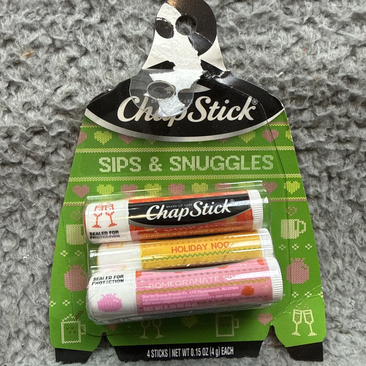 Holiday Ugly Sweater Lip Balm Set - 3 Packs of 4 Lip Balms for Christmas