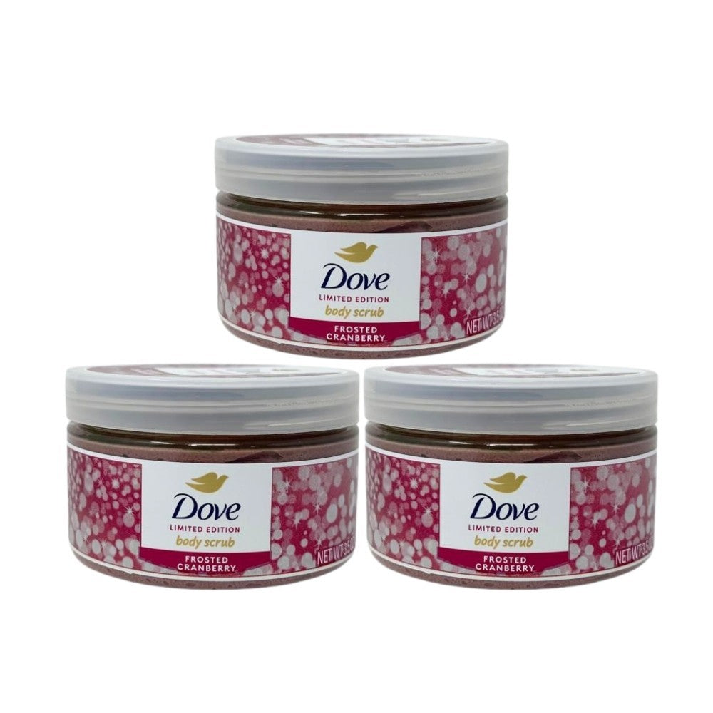 Pack of 3x Dove Limited Edition Body Scrub, Frosted Cranberry, 3.5 Oz