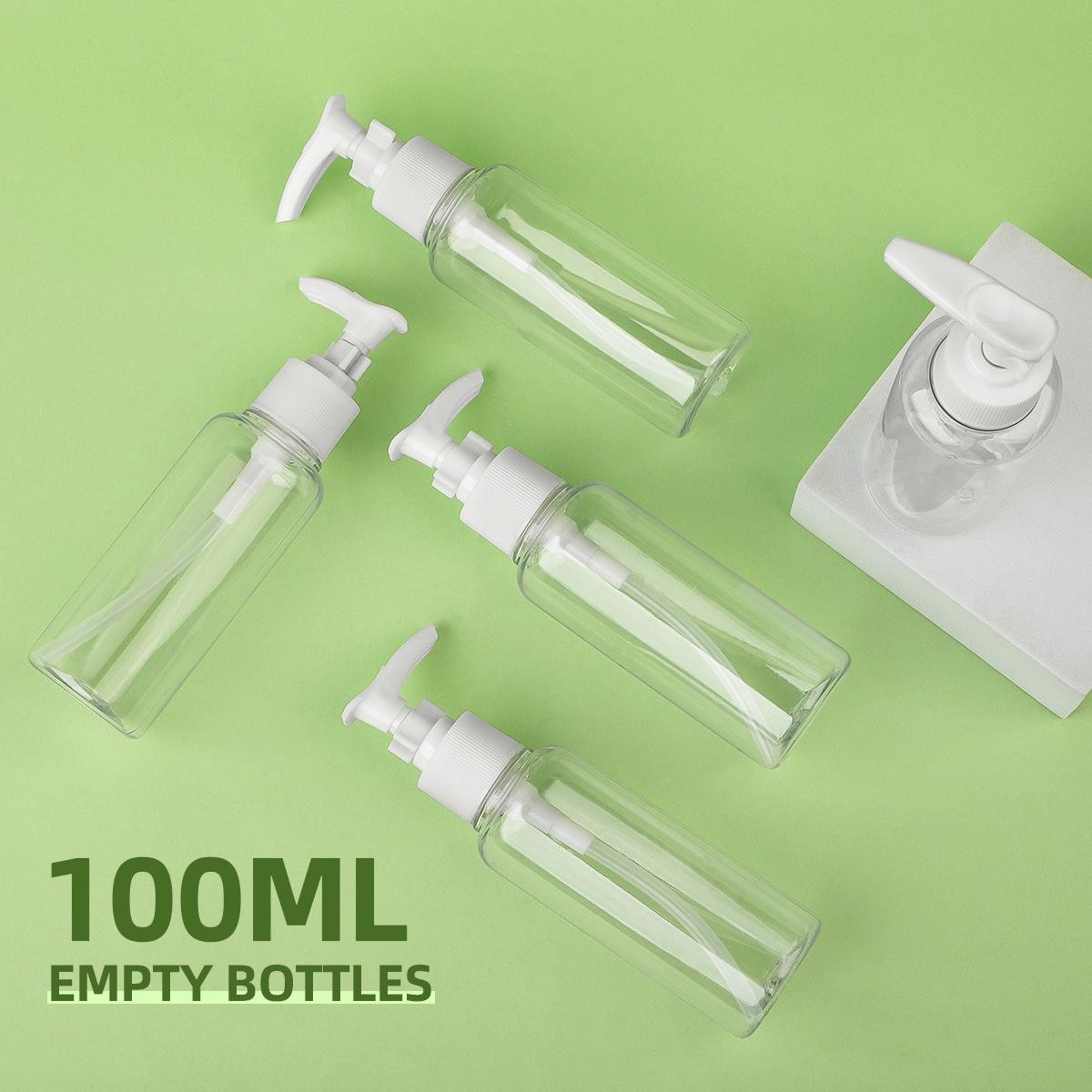 100ml Thickened Transparent Buckle Pump Extrusion Bottle Set for Shampoo