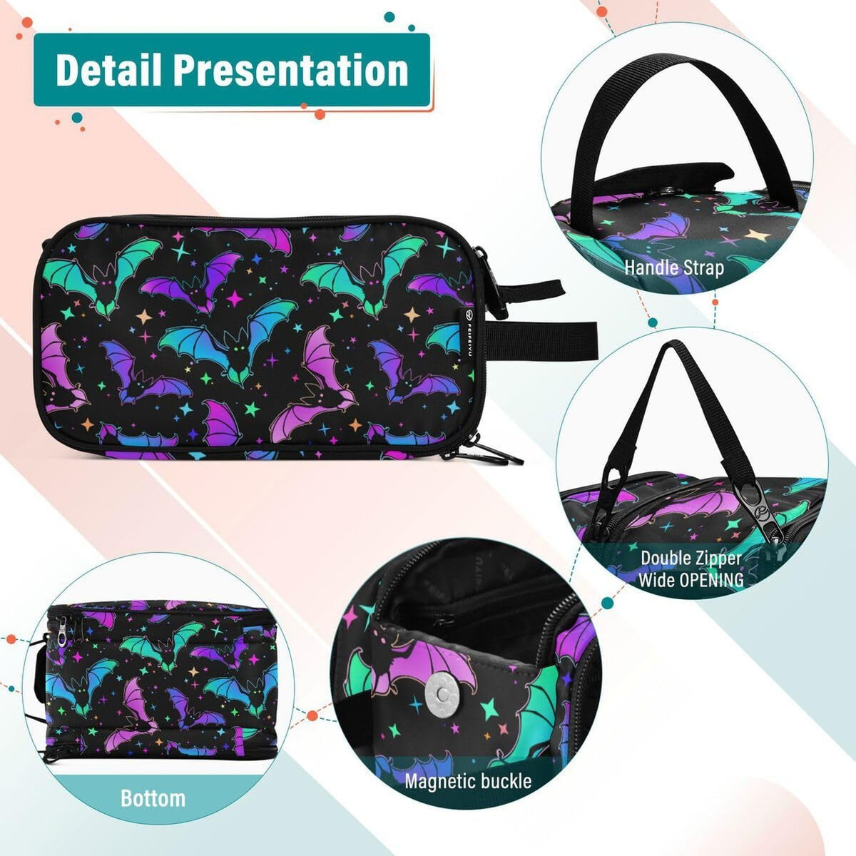Large Capacity Makeup Bag with Multiple Compartments Travel Toiletry Organizer