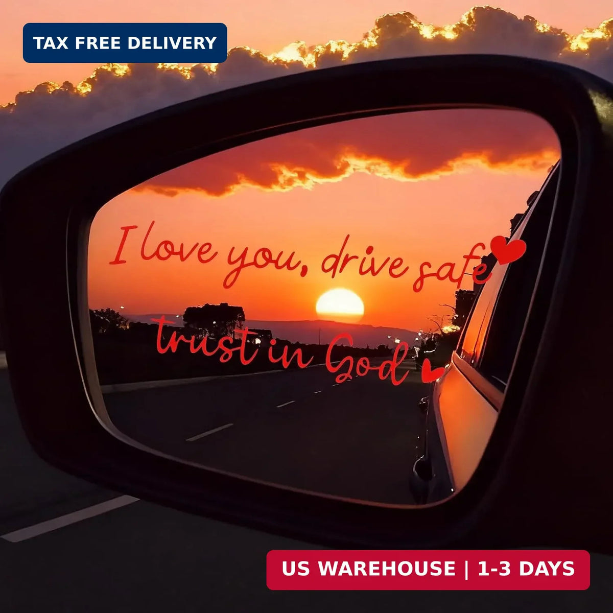 5-Pack Car Rearview Mirror Decals - I Love You Drive Safe Vinyl Stickers