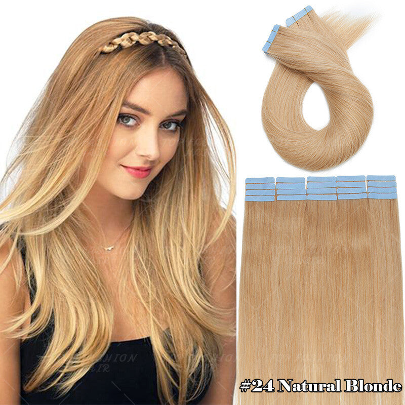 Remy Human Hair Tape-In Extensions 18-22 Inches - Thick & Natural Look