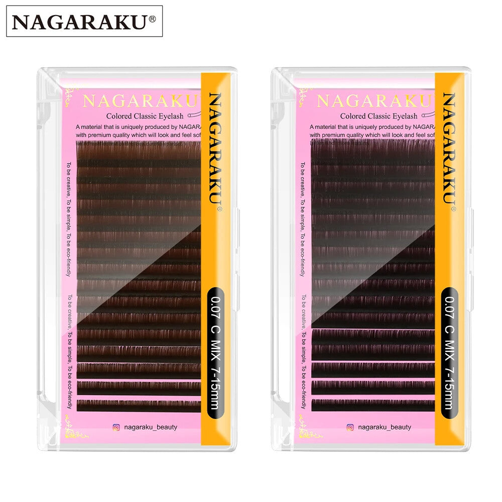 Natural Synthetic Mink Individual False Eyelashes 16 Rows Brown N/L
