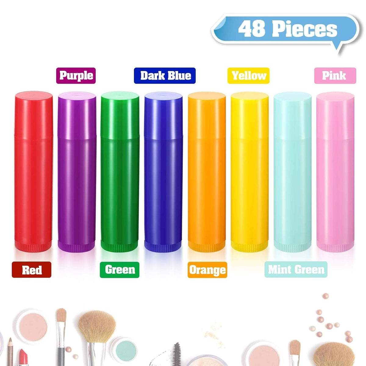 48pcs 5ml Refillable Lip Gloss Tubes with Rotating Caps - Bright Colors
