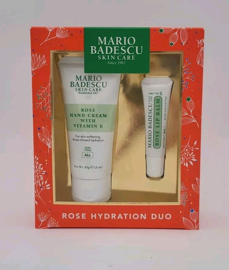 Mario Badescu Rose Hydration Gift Set Hand Cream & Lip Balm NIB