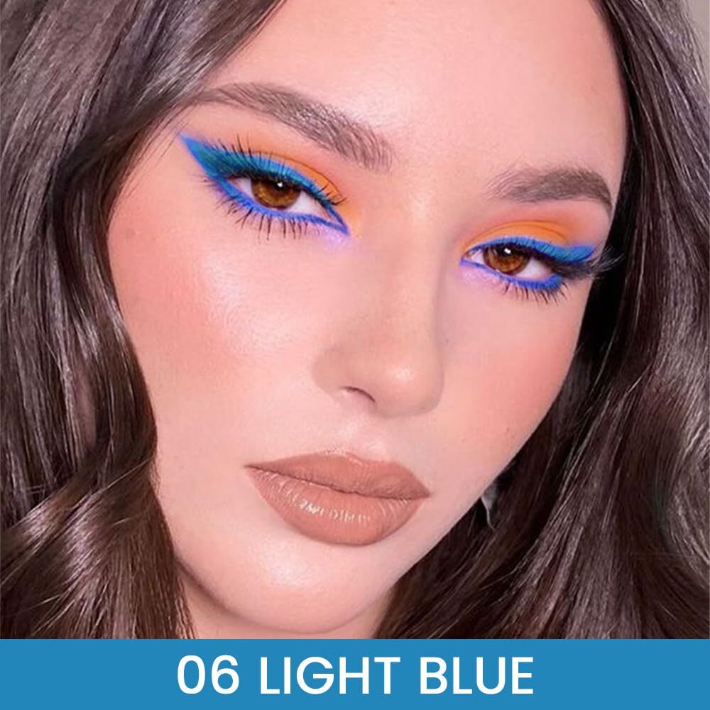 Waterproof Gel Eyeliner Pencil Set - Light Blue & Black Makeup Kit