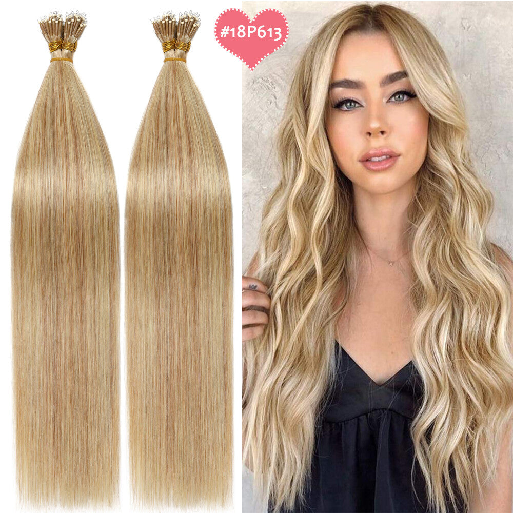 Beads Hair Extensions Nano Bean Remy Micro Loop Link I Tip - Multiple Colors & Lengths