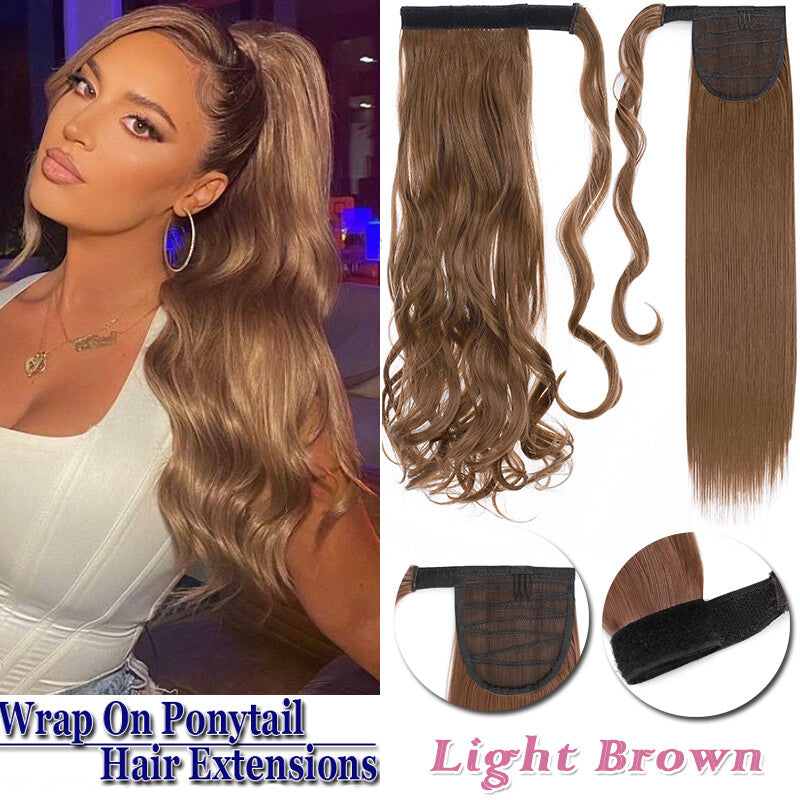 Clip-In Thick Hair Ponytail Extension - Real Human Hair, Various Lengths & Colors