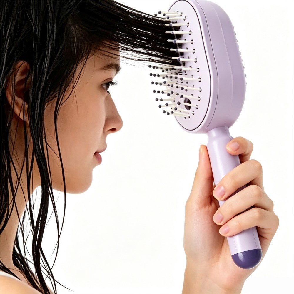 Rechargeable Electric Spray Hair Comb with Mist & Red Light Therapy – Purple
