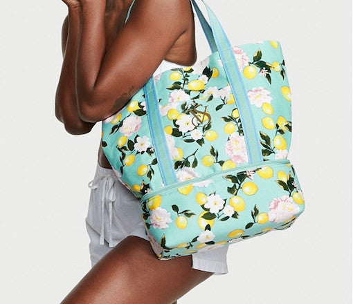 Victoria's Secret Blue Lemons Insulated Beach & Picnic Cooler Tote