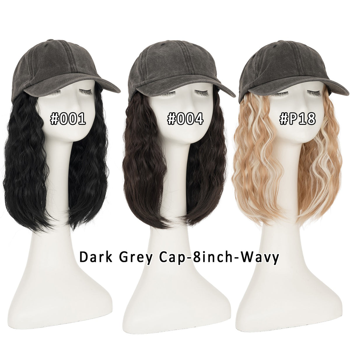 Women Wavy Wig Baseball Cap with Synthetic Hair Adjustable Dad Hat Natural Look