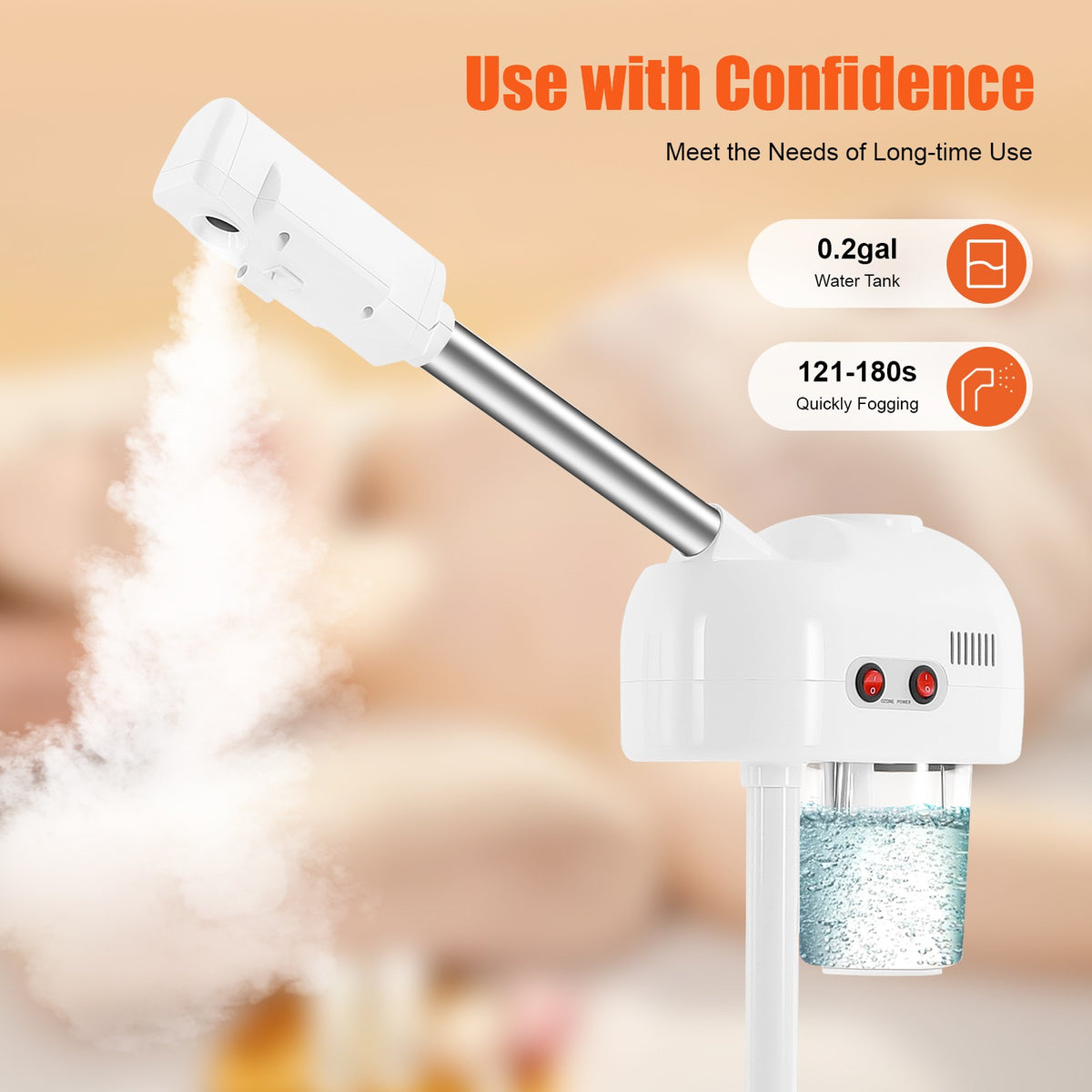 Professional Facial Steamer with Ozone Therapy - White