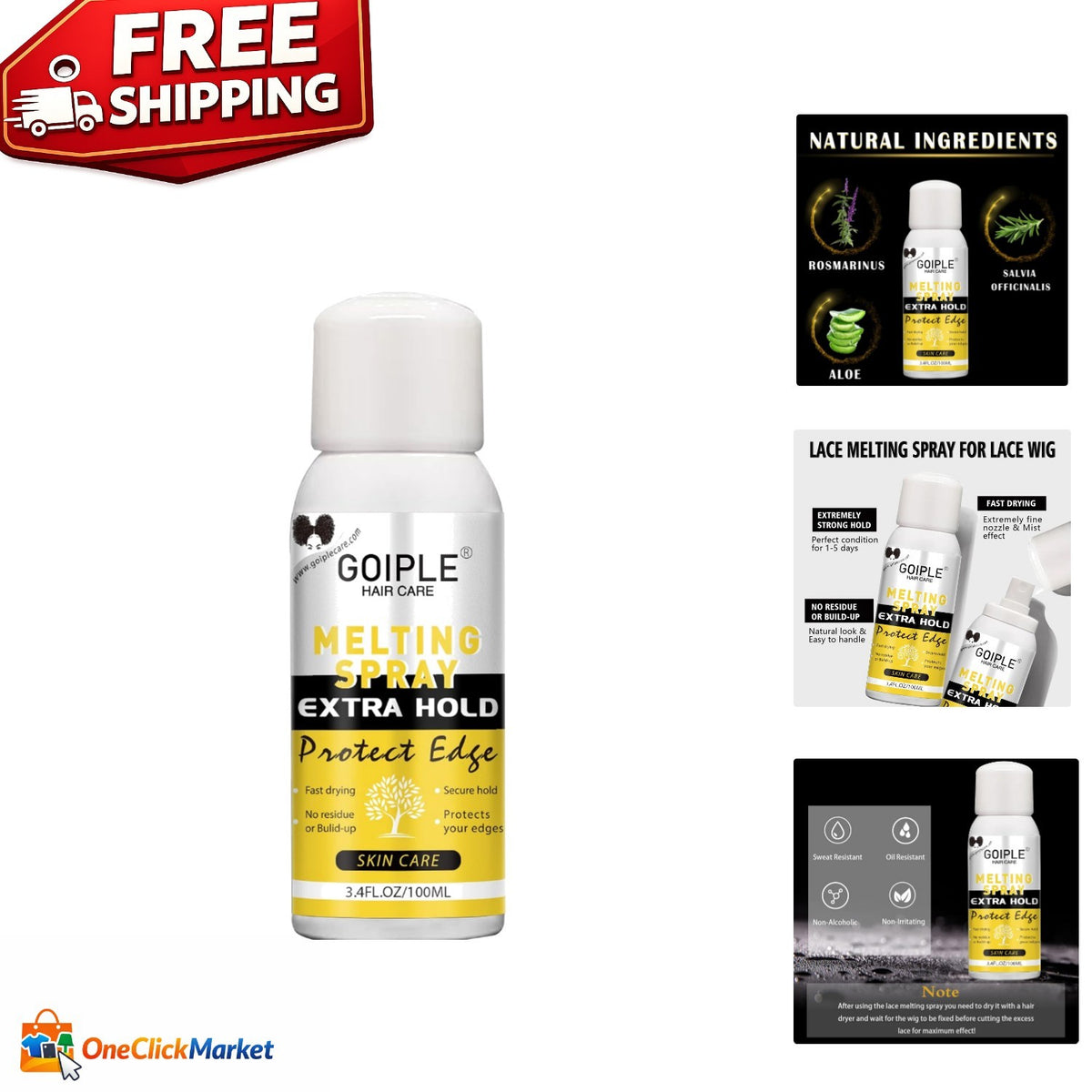 Water & Oil Resistant Wig Adhesive Spray - Invisible Lace Melting Formula 3.4oz