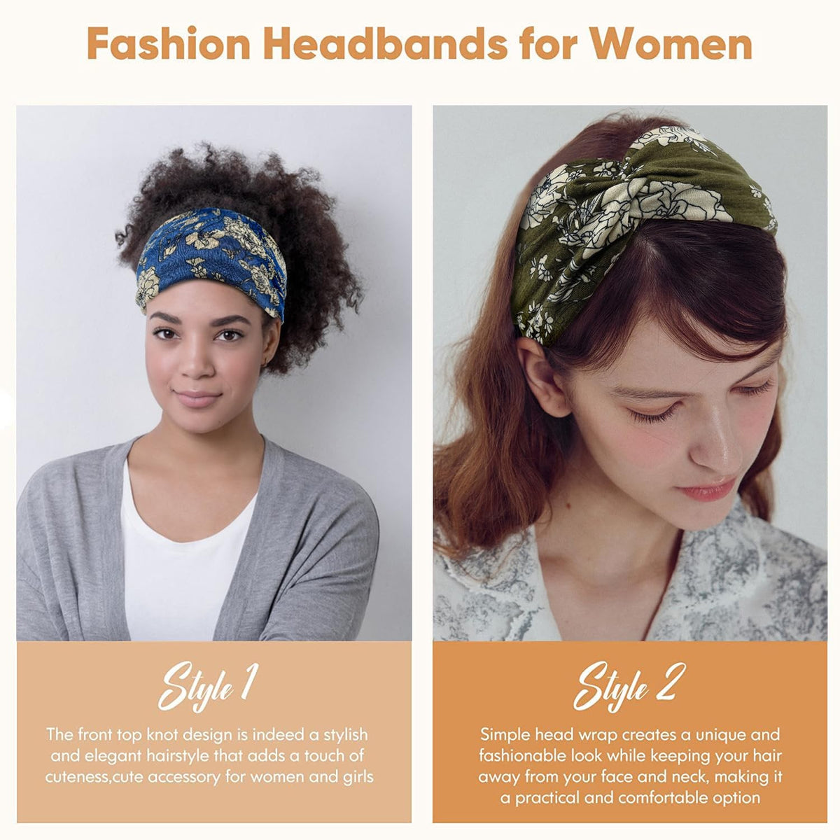 Carde Wide Headbands for Women 6 Count (Pack of 1), Floral Printed