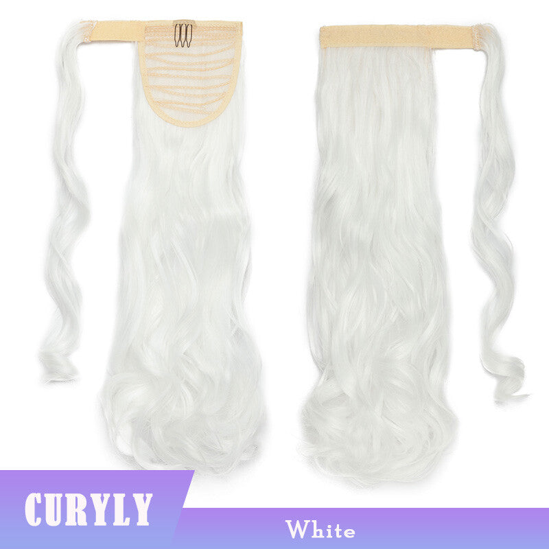 Thick Clip-In Ponytail Hair Extension - Fake Human Hair, Wavy & Straight