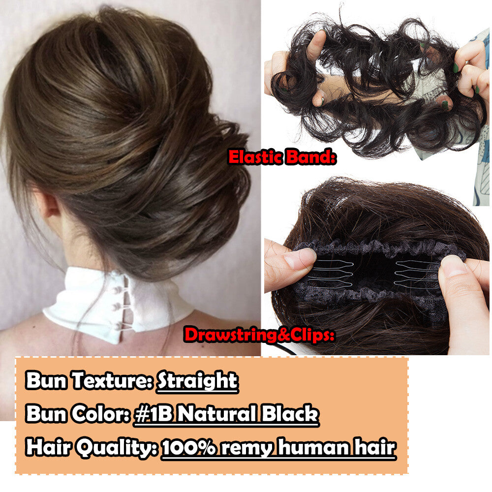 Remy Clip-In Hair Extensions - Messy Bun Hairpiece in Multiple Colors & Styles