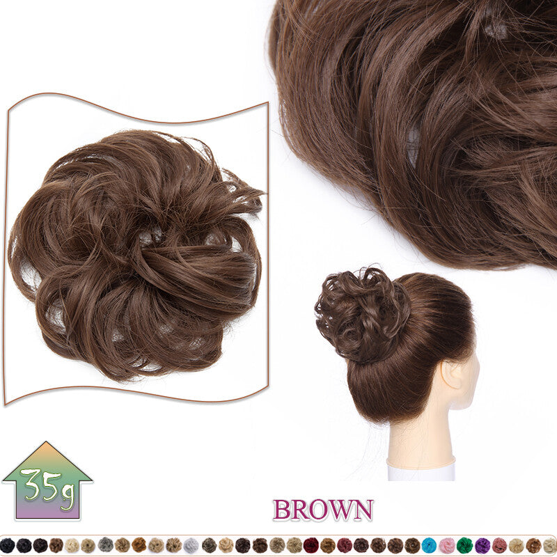 Curly Messy Bun Hair Extension Scrunchie Natural Updo Thick Human Hair