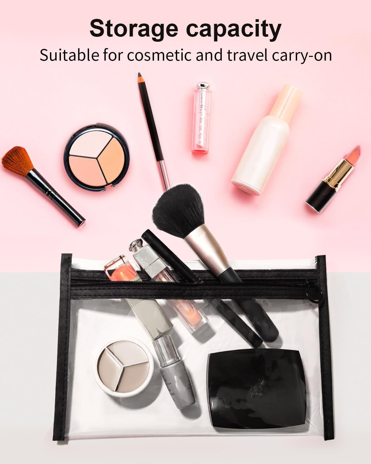 Clear Cosmetic Toiletry Bags Set - 3 Sizes Travel Organizer with Zipper
