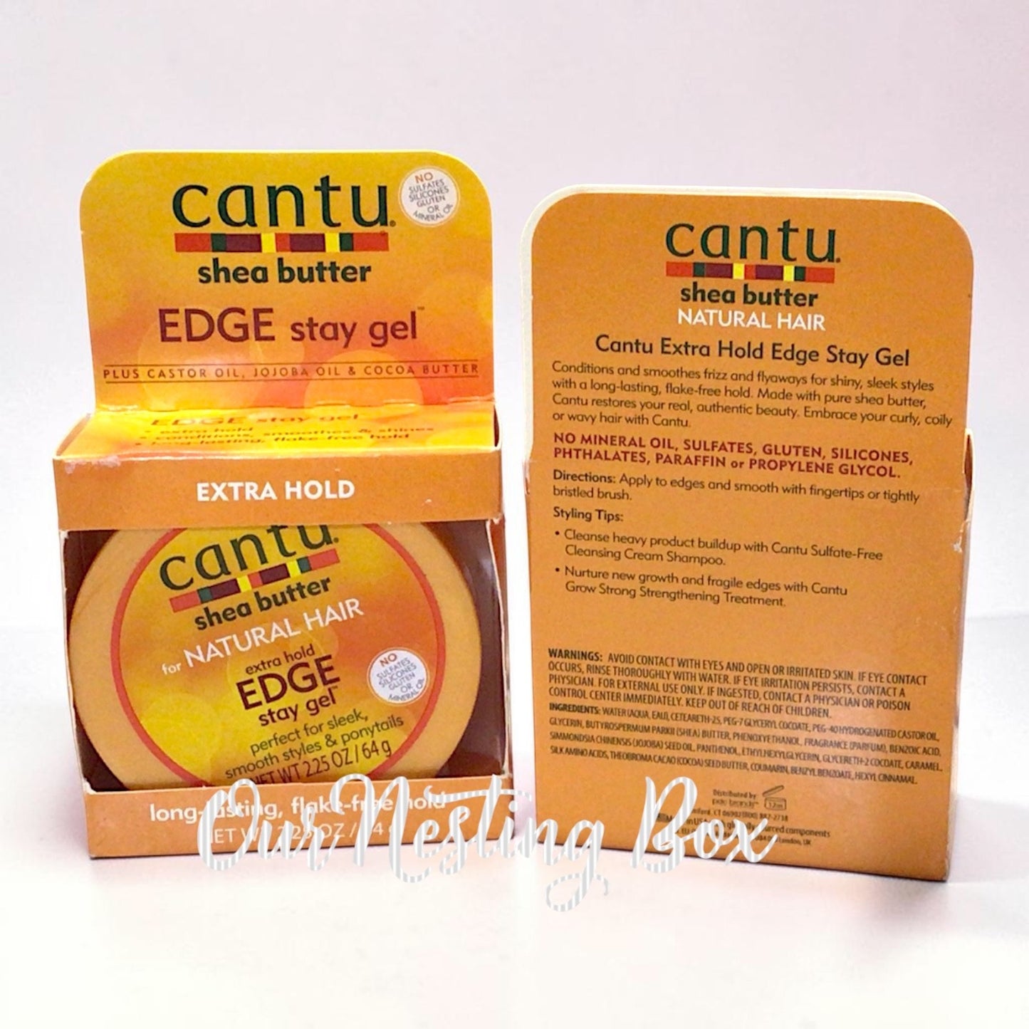 Extra Hold Edge Control Gel with Shea Butter for Natural Hair 2.25 Oz