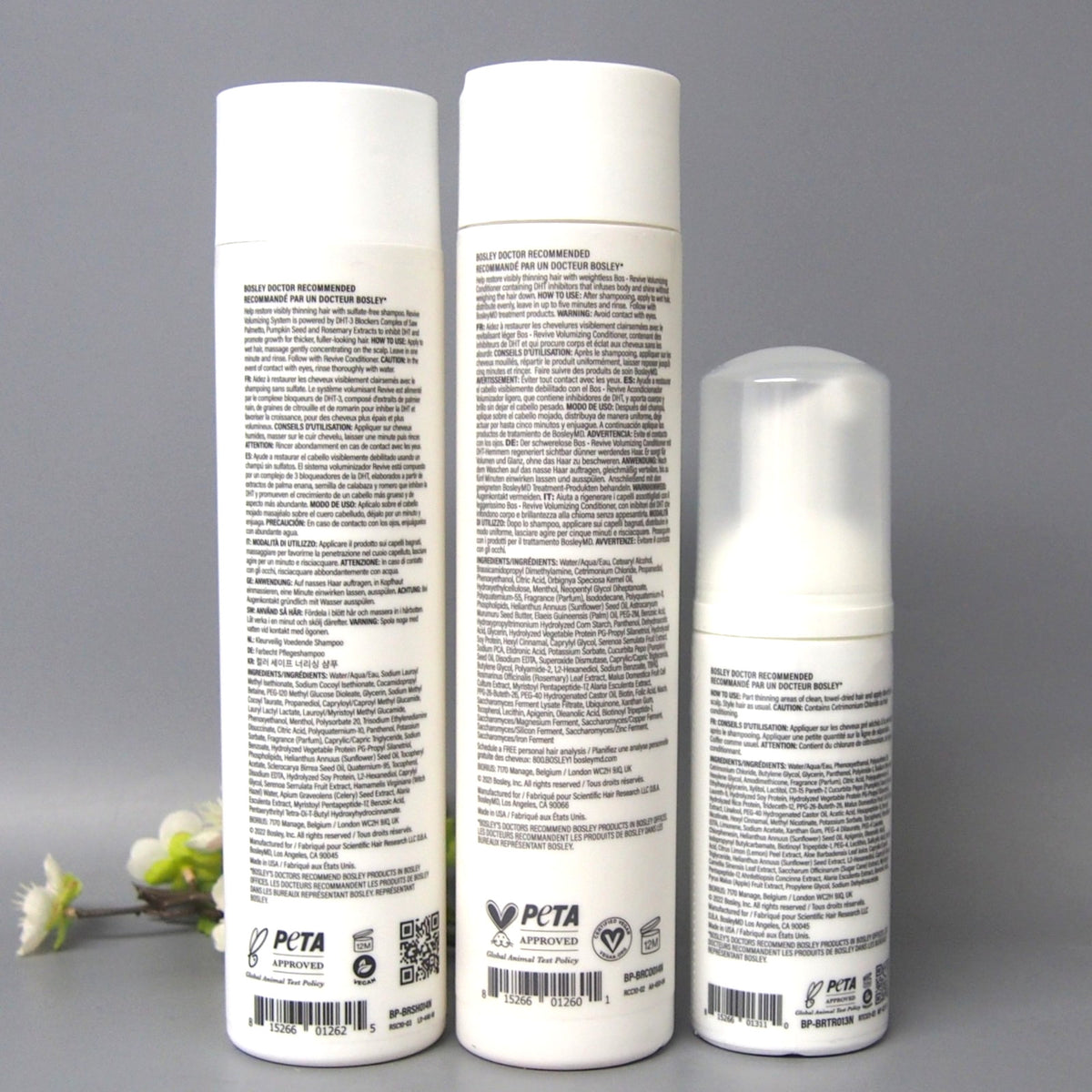 Bosley MD Revive Color Safe Hair Kit - Shampoo, Conditioner & Treatment