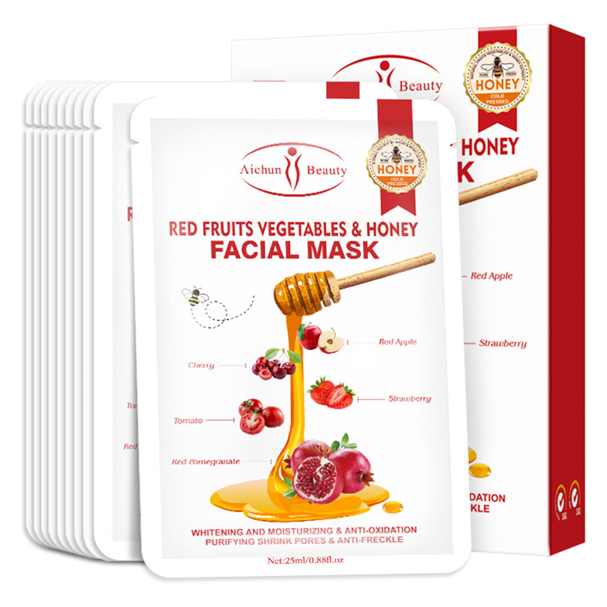 Fruits & Vegetables Honey Facial Mask 25ml x 10pcs