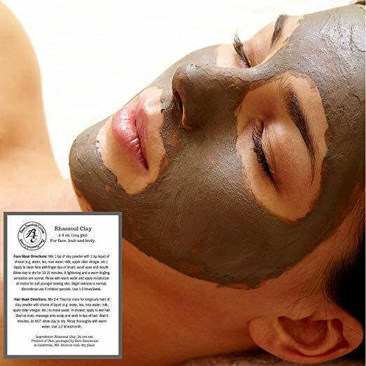 Natural Clay Mask Set with Bentonite, Rhassoul & Green Clay - 4oz & 8oz Options