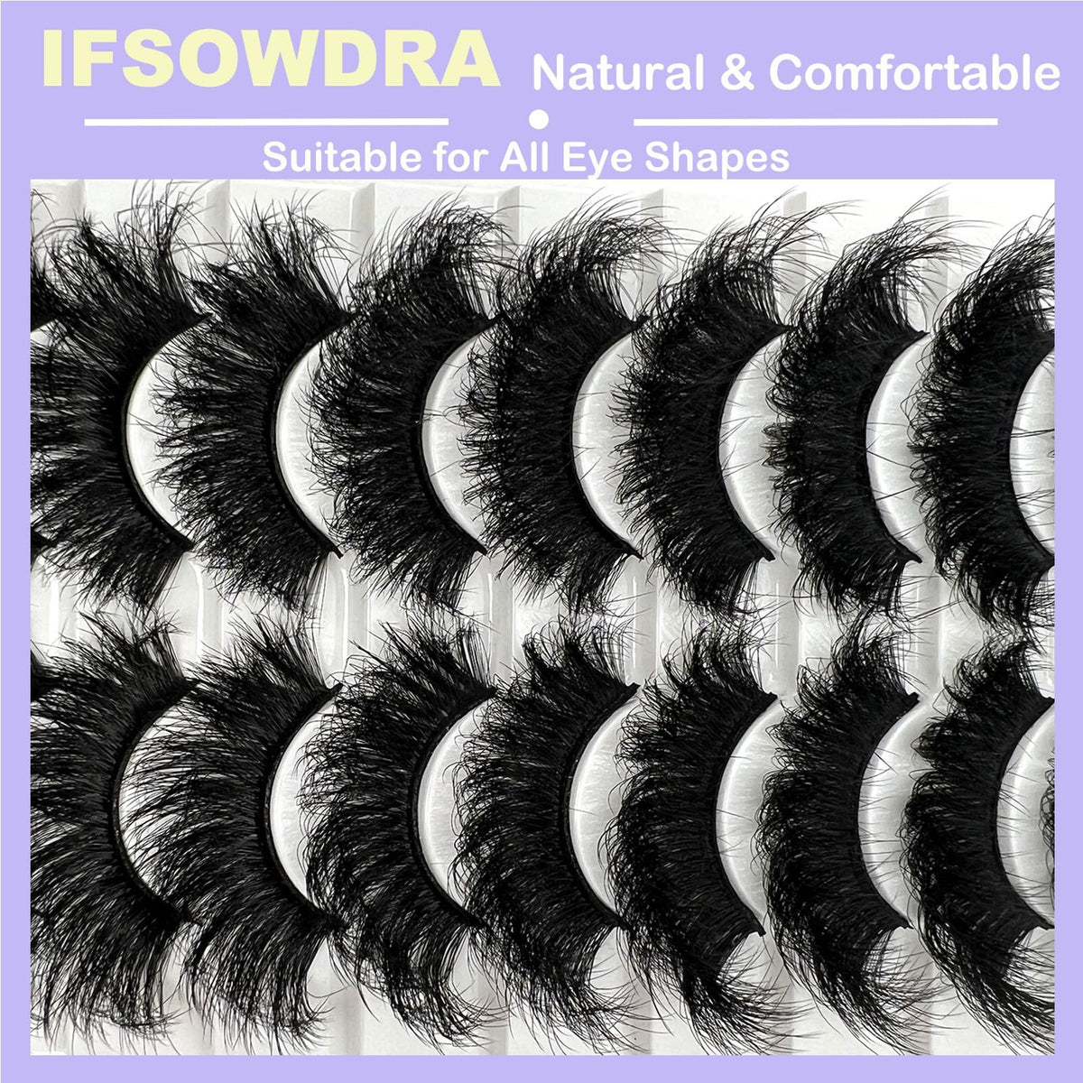 Mink Lashes 25mm Dramatic False Eyelashes, 10 Pairs Fluffy Strips
