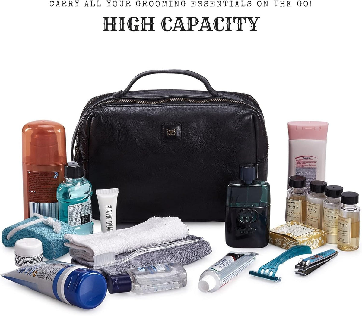 Real Leather Toiletry Bag Dopp Kit for Men Women Travel Organizer